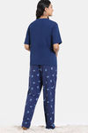 Zivame Avian Florals Woven Pyjama Set - Bellwether Blue — thumbnail 4